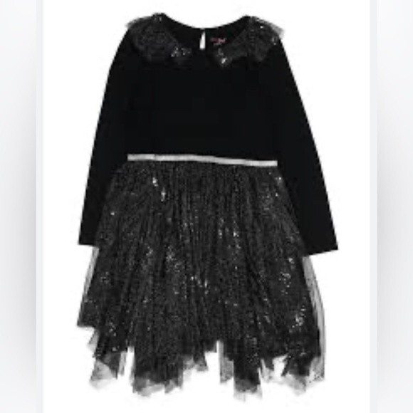 NWT Girl’s sparkle black tutu dress size Large Halloween Wednesday Goth Party - Picture 1 of 7
